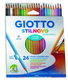 Giotto Stilnovo Acqarell Pack de 24 Lapices de Colores Acuarelables - Forma Hexagonal - Mina 3.3mm - Colores Surtidos
