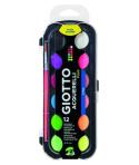 Giotto Fluo Pack de 12 Acuarelas - 1 Pincel Incluido - Diametro Pastilla 30mm - Colores Fluorescentes