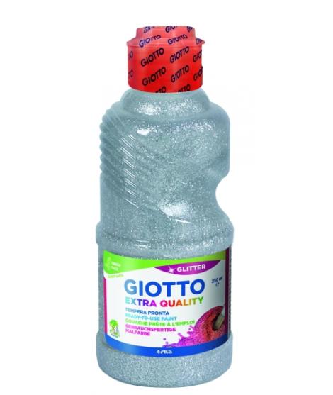 Giotto Extra Quality Glitter Tempera - 250ml - Lispa para el Uso - Botella Bio Pet - Color Plata