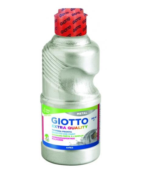Giotto Extra Quality Metal Tempera - 250ml - Lispa para el Uso - Botella Bio Pet - Color Plata