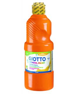 Giotto School Paint Tempera - 500ml - Lista para el Uso - Super Lavable - Botella Bio Pet - Color Naranja