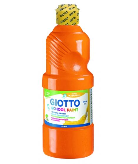 Giotto School Paint Tempera - 500ml - Lista para el Uso - Super Lavable - Botella Bio Pet - Color Naranja