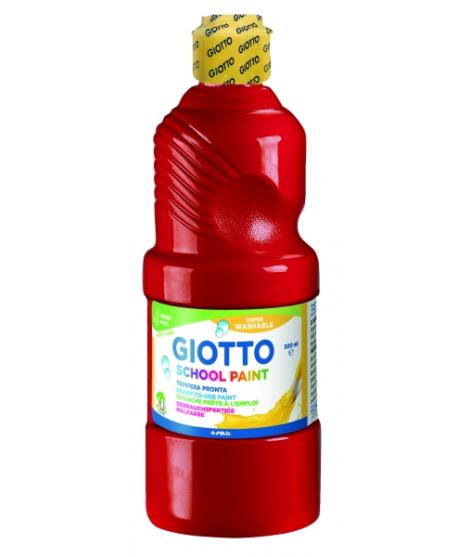 Giotto School Paint Tempera - 500ml - Lista para el Uso - Super Lavable - Botella Bio Pet - Color Rojo Bermellon
