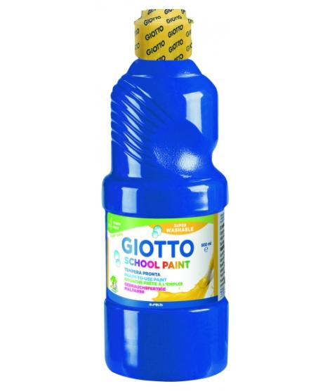 Giotto School Paint Tempera - 500ml - Lista para el Uso - Super Lavable - Botella Bio Pet - Color Azul