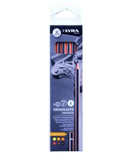 Lyra Graduate Artistic Pack de 6 Lapices de Grafito - Graduaciones Surtidas - Color Negro