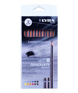 Lyra Graduate Pack de 12 Lapices de Grafito - Graduaciones Surtidas - Color Negro