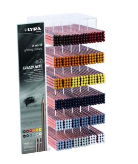 Lyra Graduate Expositor con 432 Lapices de Grafito - Hexagonal - Graduaciones Surtidas - Color Negro