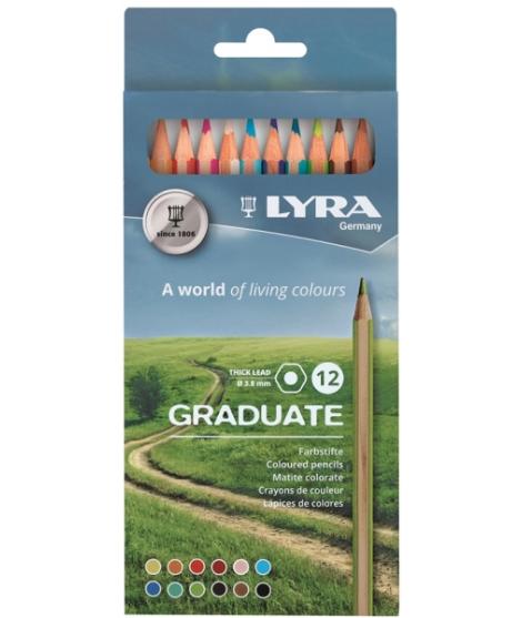 Lyra Graduate Pack de 12 Lapices de Colores - Hexagonal - Color Negro