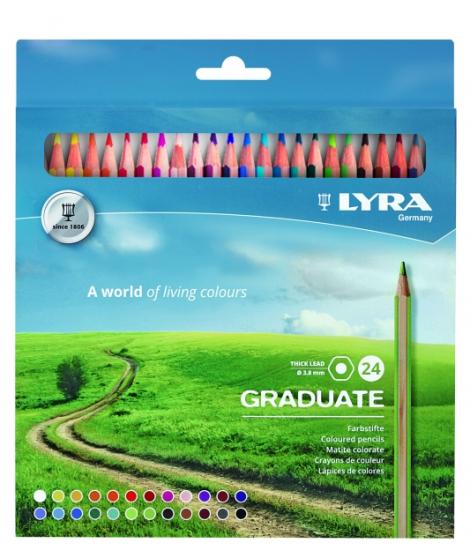 Lyra Graduate Pack de 24 Lapices de Colores - Hexagonal - Color Negro