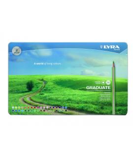Lyra Graduate Pack de 36 Lapices de Colores - Hexagonal - Estuche de Metal - Color Negro