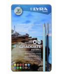 Lyra Graduate Pack de 12 Lapices de Colores Acuarelables con 1 Pincel Incluido - Hexagonal - Estuche de Metal - Colores Surtidos