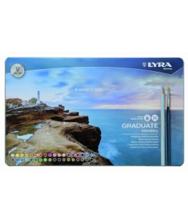 Lyra Graduate Pack de 36 Lapices de Colores Acuarelables con 1 Pincel Incluido - Hexagonal - Estuche de Metal - Colores Surtidos