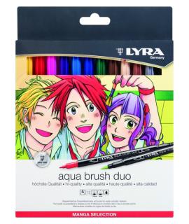 Lyra Aqua Brush Duo Manga Pack de 12 Rotuladores de Pincel - Redondo - Doble Punta - Pincel y Punta Fina - Colores Surtidos
