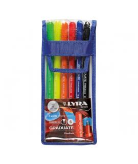 Lyra Graduate Pack de 6 Fineliners Rotulador de Punta Sintetica - Punta Fina - Estuche 6 Unidades - Colores Surtidos