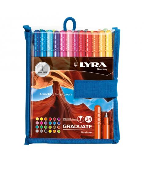 Lyra Graduate Pack de 24 Fineliners Rotulador de Punta Sintetica - Punta Fina - Colores Surtidos