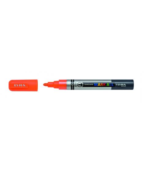 Lyra Mark All Rotulador Permanente - Multisuperficie - Punta Redonda - 2mm - Color Naranja Neon