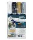 Lyra Mark All Pack de 4 Rotuladores Permanentes - Multisuperficie - Punta Redonda - 2mm - Colores Blanco, Oro y Plata