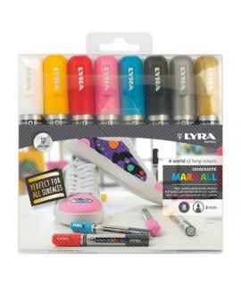 Lyra Mark All Pack de 8 Rotuladores Permanentes - Multisuperficie - Punta Redonda - 2mm - Blister - Colores Surtidos