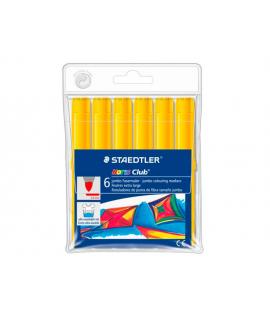 Staedtler Noris Jumbo 340 Pack de 6 Rotuladores Jumbo - Punta de Fibra - Trazo 3mm - Tapa Ventilada - Color Amarillo