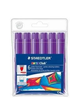 Staedtler Noris Jumbo 340 Pack de 6 Rotuladores Jumbo - Punta de Fibra - Trazo 3mm - Tapa Ventilada - Color Violeta