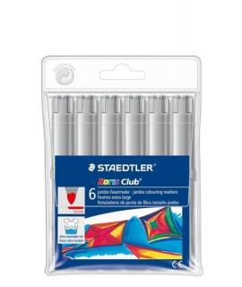 Staedtler Noris Jumbo 340 Pack de 6 Rotuladores Jumbo - Punta de Fibra - Trazo 3mm - Tapa Ventilada - Color Gris