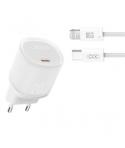 XO L143 Cargador de Corriente 20W - USB-C - PD 3.0 y QC 3.0 - Incluye Cable USB-C a Lightning - Color Blanco