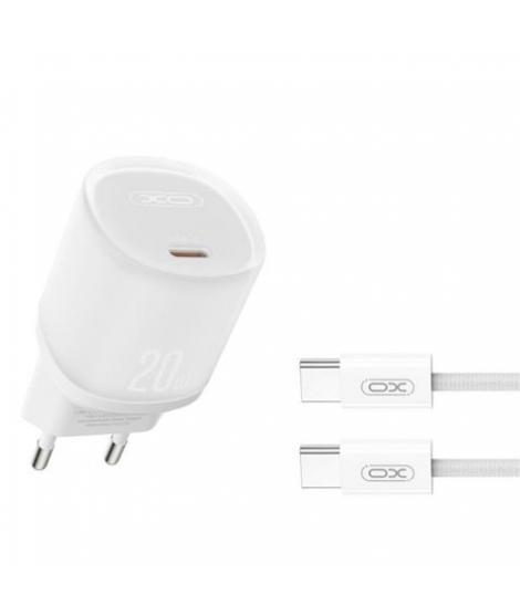 XO L143 Cargador de Corriente 20W - USB-C - PD 3.0 y QC 3.0 - Incluye Cable USB-C - Color Blanco