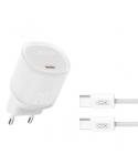 XO L143 Cargador de Corriente 20W - USB-C - PD 3.0 y QC 3.0 - Incluye Cable USB-C - Color Blanco