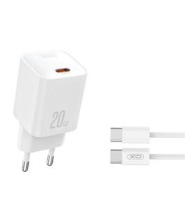 XO L146 Cargador de Corriente 20W - USB-C - PD 3.0 y QC 3.0 - Incluye Cable USB-C - Color Blanco
