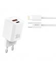 XO L149 Cargador de Corriente 30W - USB-A y USB-C - Alto Rendimiento - Incluye Cable USB-C a Lightning - Color Blanco