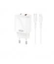 XO L158 Cargador de Corriente 20W - USB-A y USB-C - Alto Rendimiento - Incluye Cable USB-C a Lightning - Color Blanco
