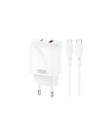 XO L158 Cargador de Corriente 20W - USB-A y USB-C - Alto Rendimiento - Incluye Cable USB-C - Color Blanco