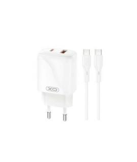 XO L158 Cargador de Corriente 20W - USB-A y USB-C - Alto Rendimiento - Incluye Cable USB-C - Color Blanco