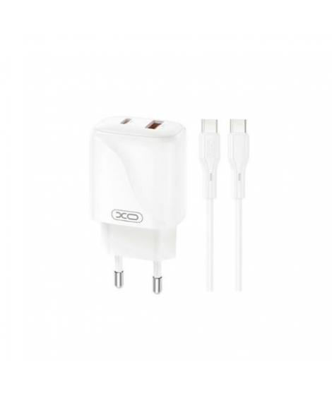 XO L158 Cargador de Corriente 20W - USB-A y USB-C - Alto Rendimiento - Incluye Cable USB-C - Color Blanco