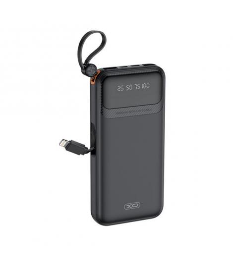 XO PR278 Powerbank 10000mAh - 3 Salidas - Cables Integrados - USB-A, USB-C, USB-Micro y Lightning - Pantalla Digital - Color Neg