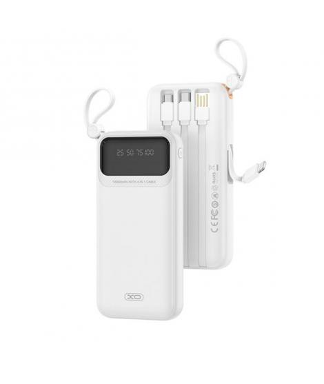 XO PR278 Powerbank de 10000mAh - 3 Salidas - Cables Integrados - USB-A, USB-C, USB-Micro y Lightning - Pantalla Digital - Color 