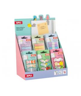 Apli Expositor con 48 Packs de 80 Indices Adhesivos de Papel 44x16mm - Faciles de Despegar - Organiza Tus Documentos