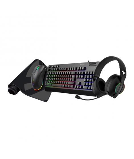 Unykach Pack Gaming NOVA 4in1 USB Teclado Multimedia + Raton 7200dpi + Auriculares con Microfono + Alfombrilla XL - Teclado Port