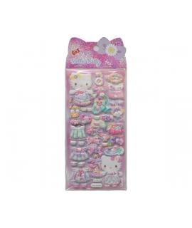 Comansi Pegatinas en Relieve Hello Kitty 10 x 25 cm - 4 Modelos Surtidos - Efecto 3D - Estilo Kawaii