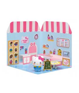 Comansi Sticker House Hello Kitty Flower Cafe - Incluye Figura - Stickers Lavables - Escenario Adorable - Juego Creativo