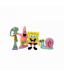 Comansi Set Familia Bob Esponja 4 Figuras - Coleccionable  - Bob Esponja, Calamardo, Patricio y Don Cangrejo