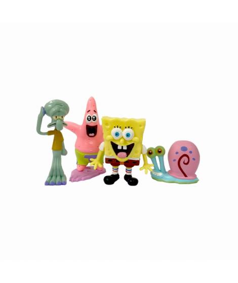 Comansi Set Familia Bob Esponja 4 Figuras - Coleccionable  - Bob Esponja, Calamardo, Patricio y Don Cangrejo
