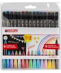 Edding 1200 Metallic and Glitter Pack de 15 Rotuladores - Punta Redonda - Trazo Metallic 1-3mm, Glitter 3mm - Tinta con Base de 