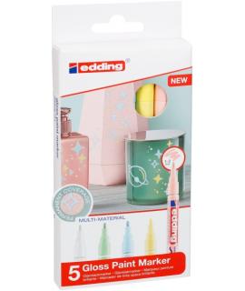 Edding 751 Pack de 5 Rotuladores Permanentes - Punta Redonda - Trazo entre 1 y 2 mm. - Tinta Opaca - Secado Rapido - Colores Sur