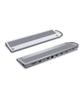 Ewent USB-C Dock 12 en 1 - 1x USB-C, 3x USB 3.2 Gen1, 2x HDMI 4K/60Hz, 1x DisplayPort 4K/60Hz, SD/TF 2.0, Audio, RJ45 Gb, 1x USB