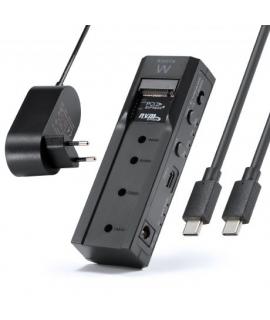 Ewent Clonador Doble Bahia - HDD/NVMe M2 - USB-C 3.2 Gen2 - Indicador LED - Conversor a SATA - Color Negro