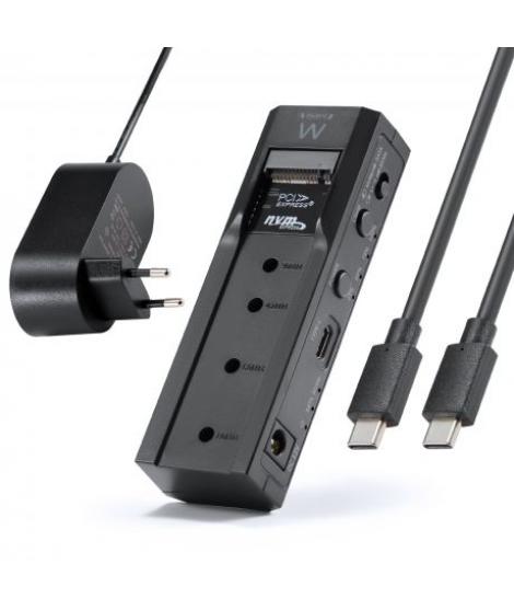 Ewent Clonador Doble Bahia - HDD/NVMe M2 - USB-C 3.2 Gen2 - Indicador LED - Conversor a SATA - Color Negro