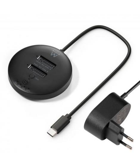 Ewent Clonador Doble Bahia - NVMe M2 - USB-C 3.2 Gen2 - Indicador LED - Color Negro