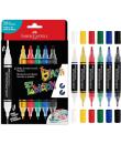 Faber-Castell Shake & Paint Black Edition Pack de 6 Rotuladores Acrilicos Doble Punta - Puntas Redondas de 1mm y 3mm - Tinta Acr