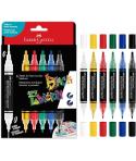Faber-Castell Shake & Paint Black Edition Pack de 6 Rotuladores Acrilicos Doble Punta - Puntas Redondas de 1mm y 3mm - Tinta Acr